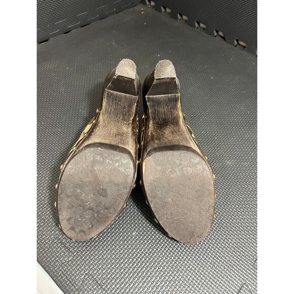 Vintage Y2K Coach Caterina Patchwork Platform Clogs Wooden Womens Size 7.5 - Picture 6 of 8